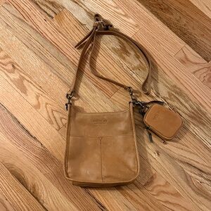 American Leather Co Tan Leather Crossbody Bag with Detachable Pouch